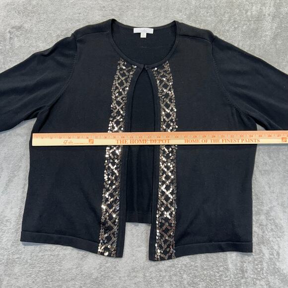 Caslon By Nordstrom Beaded Knit 3/4 Sleeve Cardigan Sweater Black Size 3X Formal - Picture 6 of 10